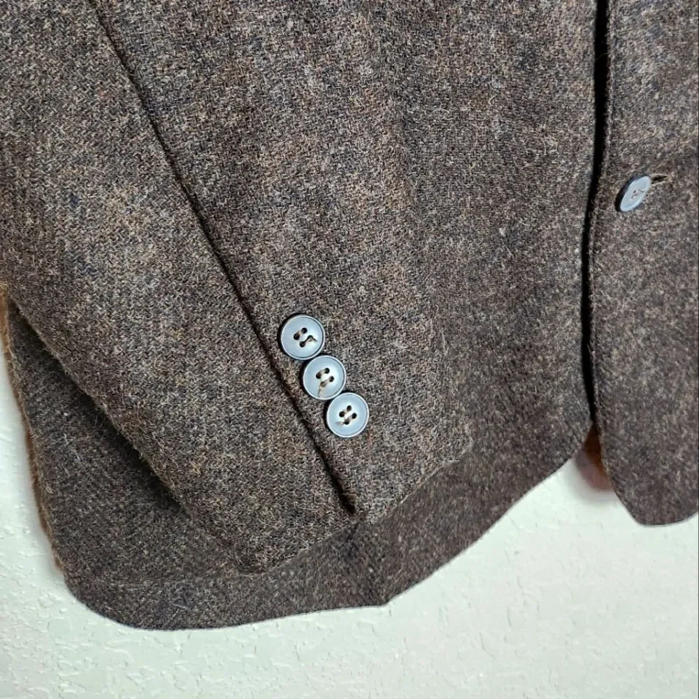 Vintage J Crew 90s Mens Oarsman Wool Alpaca Blazer Jacket Brown Size M Tall